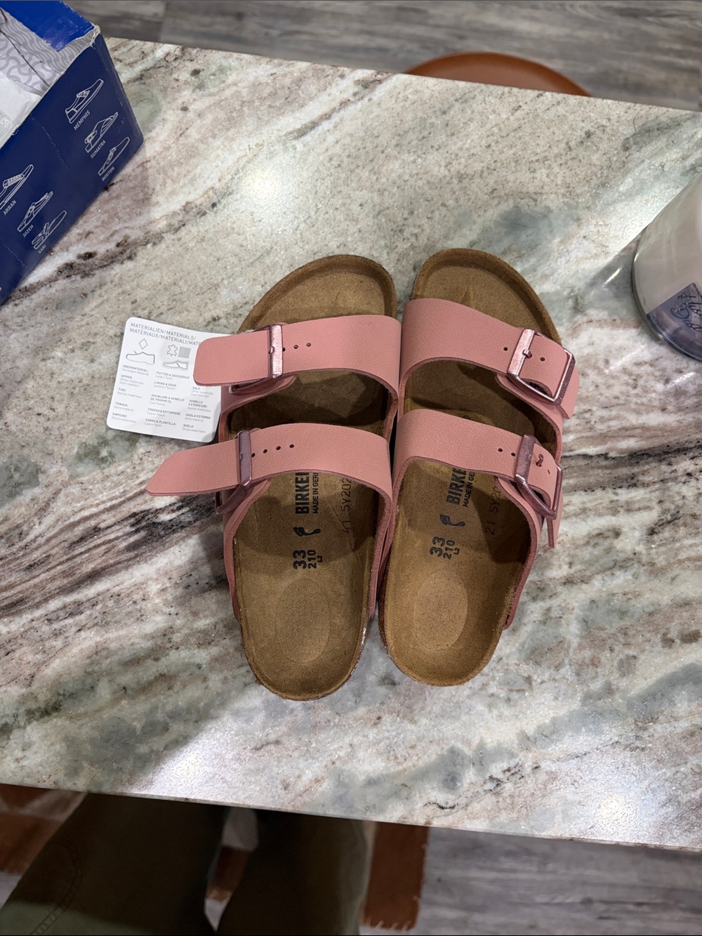 Birkenstock Kids Pink Arizona Two-Strap Sandals